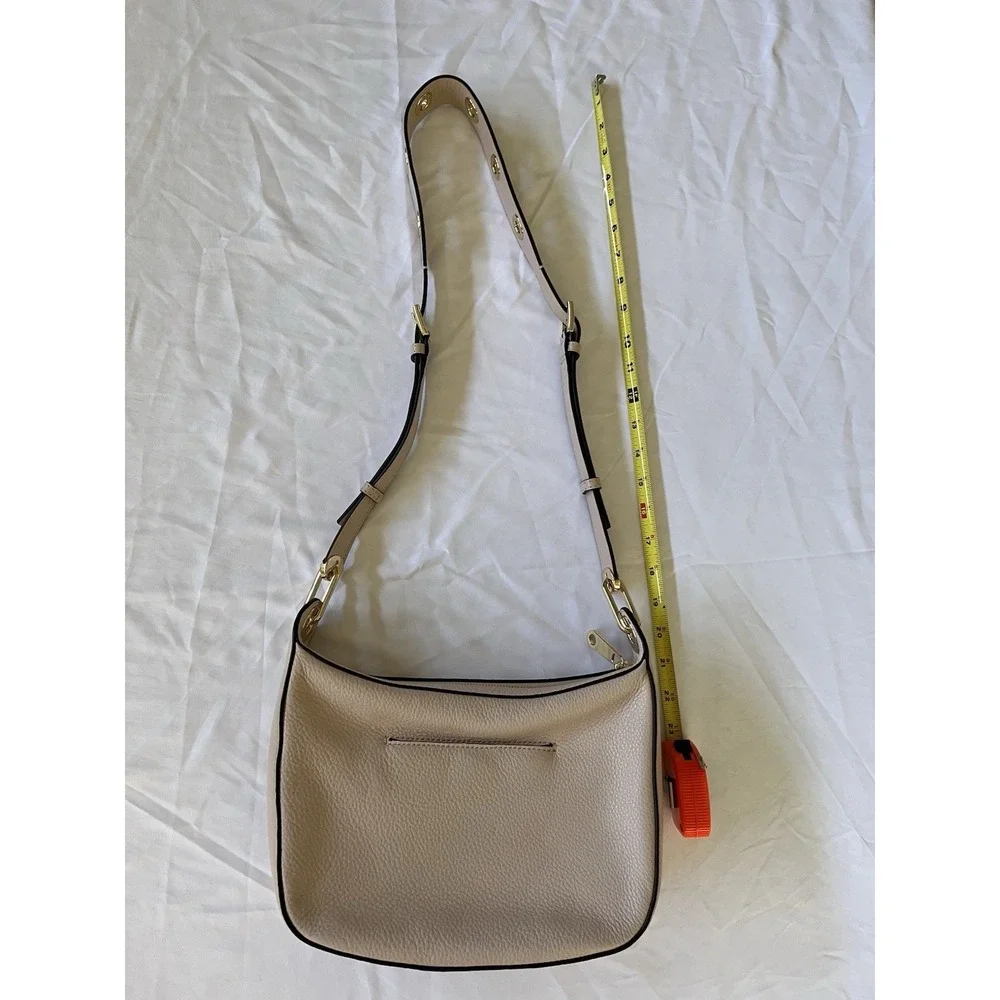 New Michael Kors Raven Medium Pebbled Leather Messenger Bag Light Pink Blush Hue